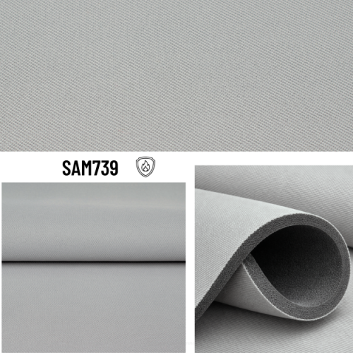 Tissu pour ciel de toit SAM739 gris clair, sur mousse de 8 mm – 0,5 m linéaire
