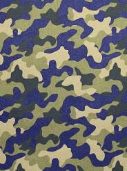 Tissu microfibre motif Camouflage bleu marine