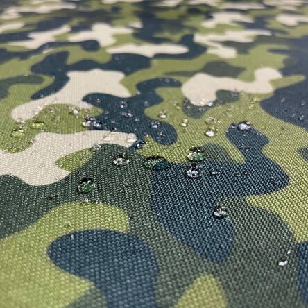 Tissu polyester d perlant motif Camouflage vert